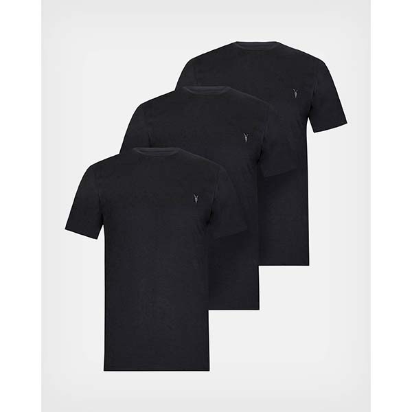 Allsaints Australia Mens Brace Brushed Cotton 3 Packs T-Shirt Black AU28-710